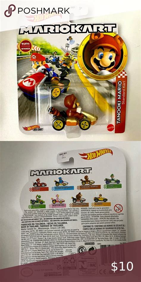 Hot Wheels Tanooki Mario Super Mario Kart Luigi Kart Shop Mattel