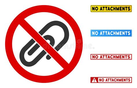 Flat Vector No Attachments Sign With Badges In Rectangle Frames Stock