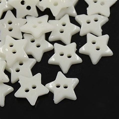 White Star Buttons 12mm Set Of 50 2 Hole Button108 Etsy Star