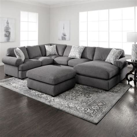 3 Piece Grey Overstuffed Sectional Sofa Raf W Laf Chaise 1000