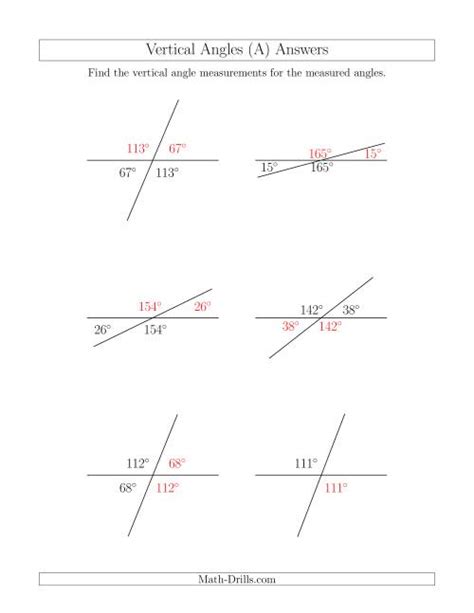 Vertical Angle Relationships A