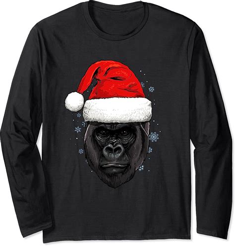 Gorilla Christmas Santa Hat Xmas Ts Kids Boys Girls Langarmshirt