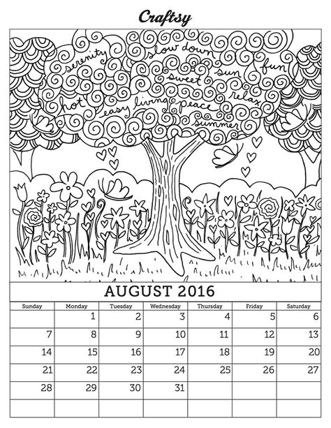 Welcome to our website which is designed for introduction: August 2016 Calendar Coloring Page | Coloring calendar ...
