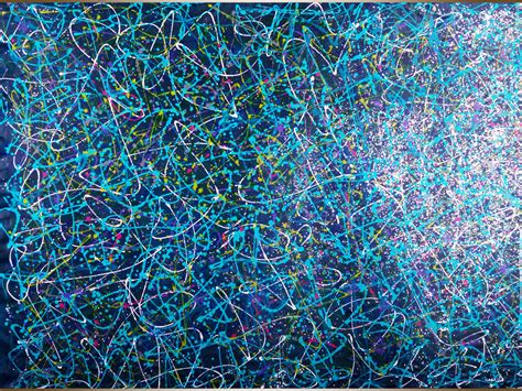 Jackson Pollock Canvas Art Blue Teal Original Art T For Her Etsy