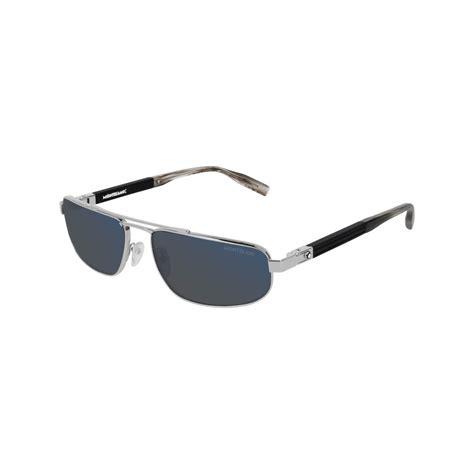 Mens Narrow Rectangular Sunglasses Silver Montblanc Touch Of Modern