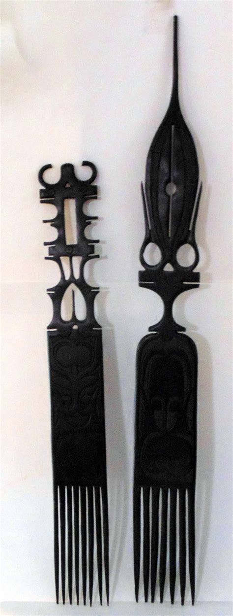 Ebony Combs Carved By Artist From The Makonde Tribe 19 And 14 Tall