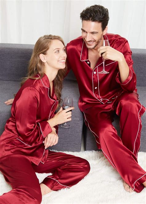 22 Momme Chic Trimmed Silk Couple Pajamas Sets Couple Pajamas Casual Dresses For Teens Cute