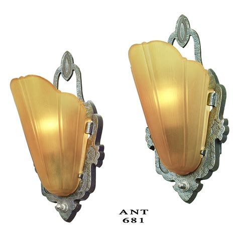 Art Deco Pair Of Wall Sconces Antique Lights By Markel 1930s Fixtures