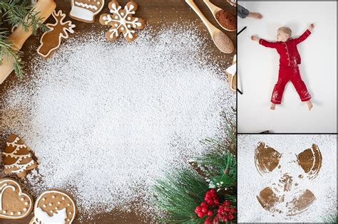 Cookie Cutter Kids Backdrop Christmas Snow Angels In Flour Etsy