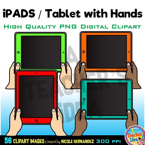 56 Tablet Clipart Ipad Clipart With Hands 2 Orientations Etsy