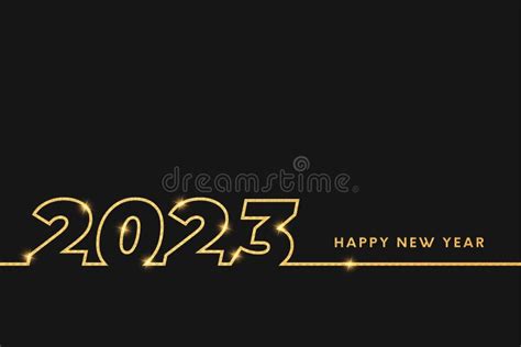 Happy New Year 2023 Banner Background With Minimal Golden Line Design