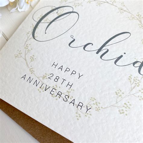28th Orchid Anniversary Card 28th Wedding Anniversary Card Etsy