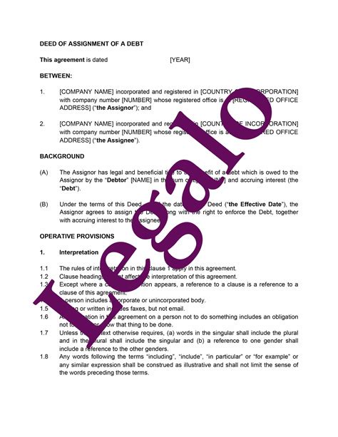 09052295008 welcome today we will be looking at one of the most important land document use in nigeria which is. Deed of Assignment of Debt Template Agreement for ...