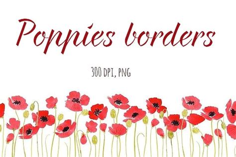 Poppies Borders Watercolour Watercolor Poppies Poppy Drawing