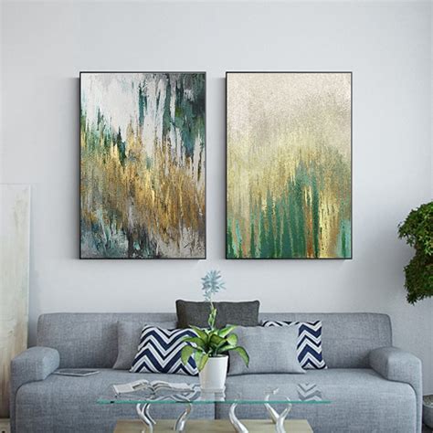 Abstract Green Yellow Paint Painting Modern Canvas Art Fashion Wall