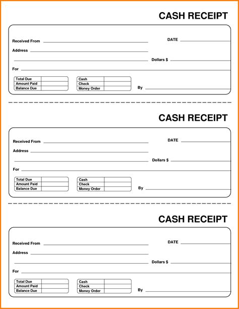 receipt template  printable receipt template