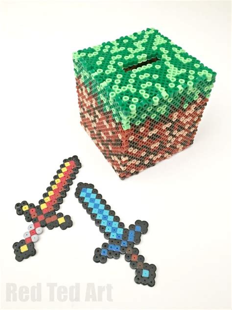 Minecraft Crafts Perler Bead Moneybox Red Ted Arts Blog