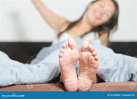 Close Up Of The Soles Of Female Feet Stock Image Image Of Selective