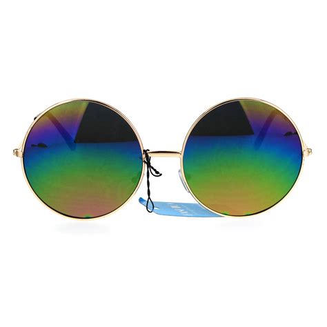 Womens Rusta Rainbow Mirror Lens Large Hippie Round Circle Lens Sunglasses Ebay