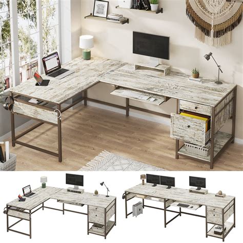 Buy Sedeta 69 L Shaped Office Desk Reversible L Shape Farmhouse Desk