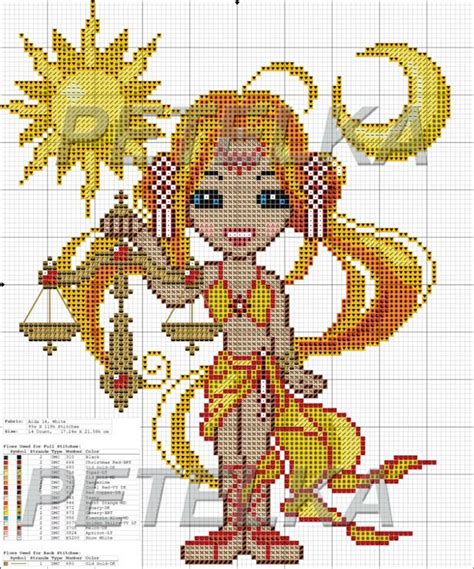 Model stitched on 14 ct. ♥Libra♥ cross stitch pattern | Cross stitch embroidery ...