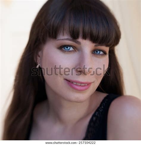 Face Beautiful Woman Blue Eyes Dark Stock Photo 257104222 Shutterstock