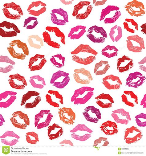 seamless pattern with colored lipstick kisses imprints of lips stock vector image 68561825