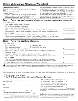 Complete this worksheet to figure your total withholding allowances. How To Fill Out Illinois Withholding Allowance Worksheet ...