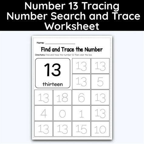 Number 13 Tracing Number Search And Trace Worksheet
