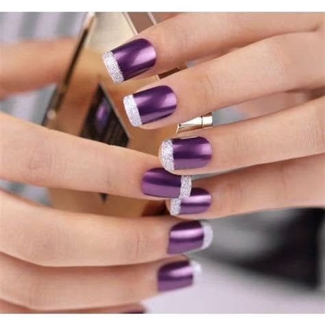 pretty manicures that show off your love for purple french nails new french manicure glitter