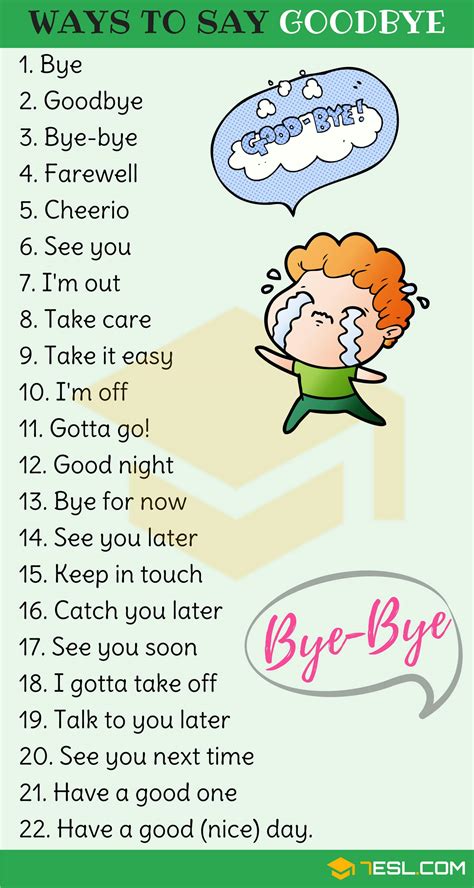 80 Creative Ways To Say Goodbye In English 7esl