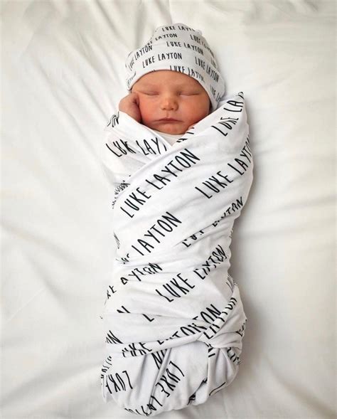 Sale Personalized Baby Blanket Baby Name Swaddle Blanket Newborn Baby