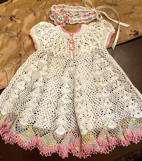 Crochet Heirloom Summer Dress And Headband Thread Pattern Etsy In