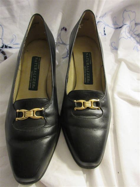 Black Naturalizer Loafers With Gold Buckle Trim 80s Etsy