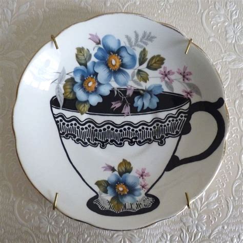 Herbal Teacup Upcycled Vintage Plate Vintage Plates