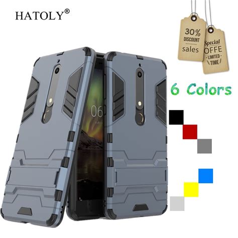 Hatoly For Cover Nokia 6 2018 Case Rubber Robot Armor Shell Slim Hard