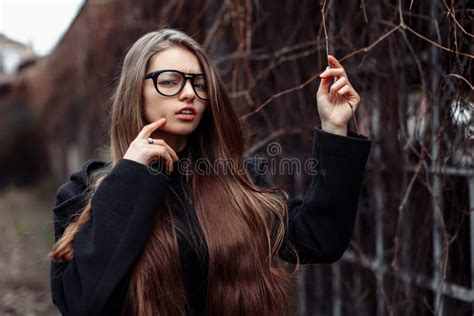 Young Beautiful Fashionable Woman With Long Hair Dream Stock Photo