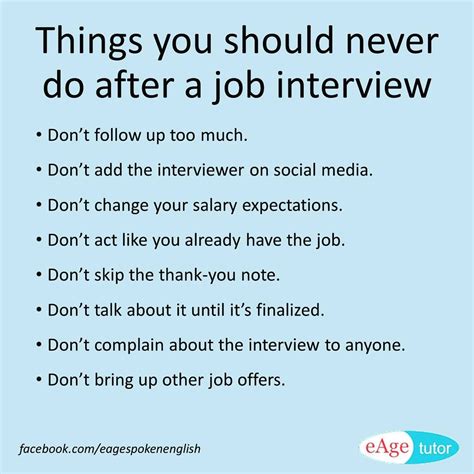 Eage Spoken English On Instagram “things You Should Never Do After A Job Interview ‪‎interview