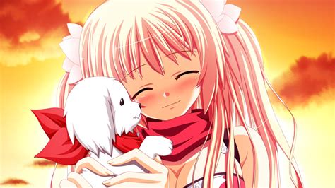 Desktop Wallpaper Cute Anime Girl Sakura Fortissimo Puppy Hd Image