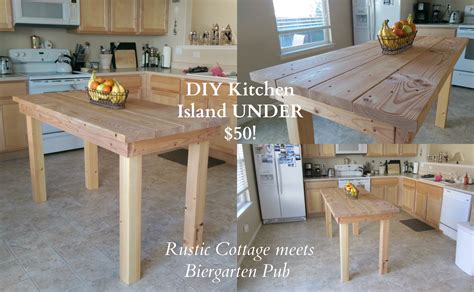 If you are a good designer, you place that island in a white kitchen to have a rustic twist! JessicaRose Home Decor: DIY Kitchen Island UNDER $50! Rustic Cottage meets Biergarten Pub