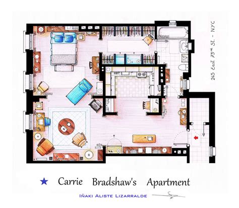 Sex And The City Carrie Bradshaws Apartment Floor Plan By Inaki