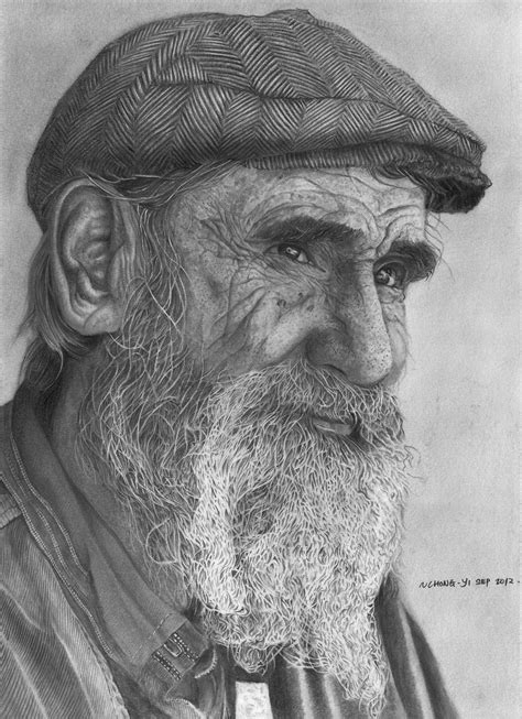 Old Man Pencil Portrait Reupload By Chong Yi On Deviantart Pencil