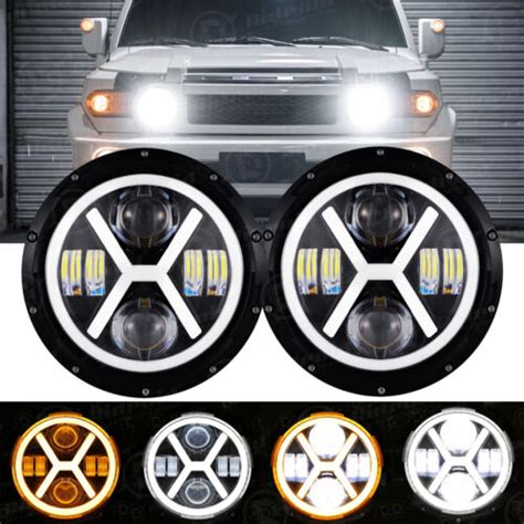 Pair 7inch Led Headlights Hilo Beam Halo Drl For Toyota Fj Cruiser
