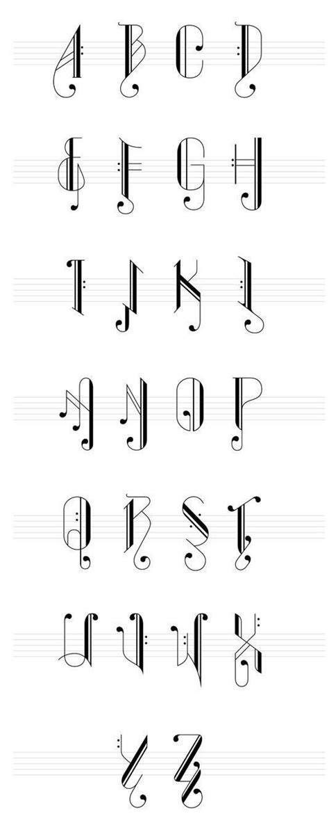 Words Written In Musical Notes Font Design Caligraphie Fonts De