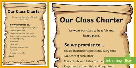 Classroom Charter Downloadable And Editable Scroll Poster