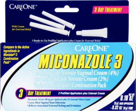 Careone Miconazole 3 Viginal Antifungal 3 Day Treatment Combination