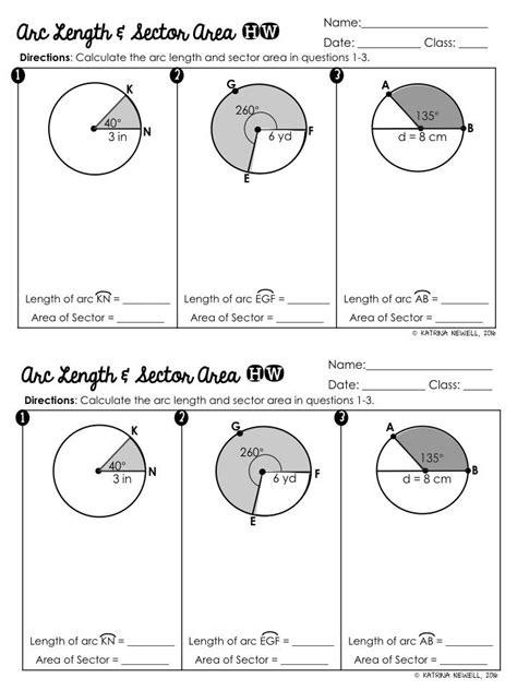Area Of A Sector And Arc Length Worksheet