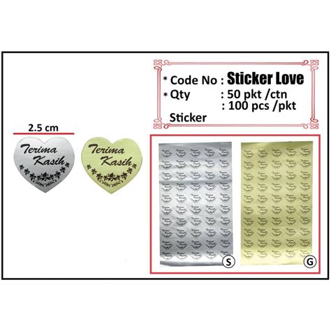 Sticker Love Terima Kasih 100pcs Shopee Malaysia