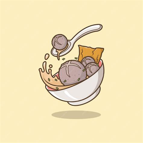 Premium Vector Cute Cartoon Meatball Food Illustration