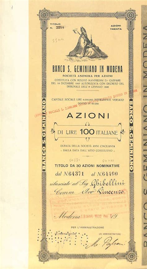 Trova banco san geminiano e san prospero in vendita tra una vasta selezione di su ebay. Banco di San Geminiano in Modena • Titolo finanziario ...